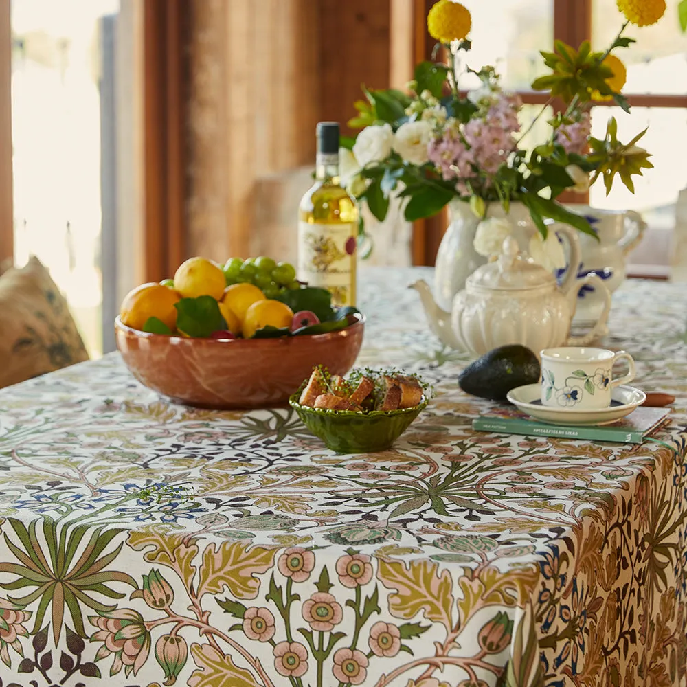 Solstice William Morris Print Waterproof Floral Linen Tablecloth