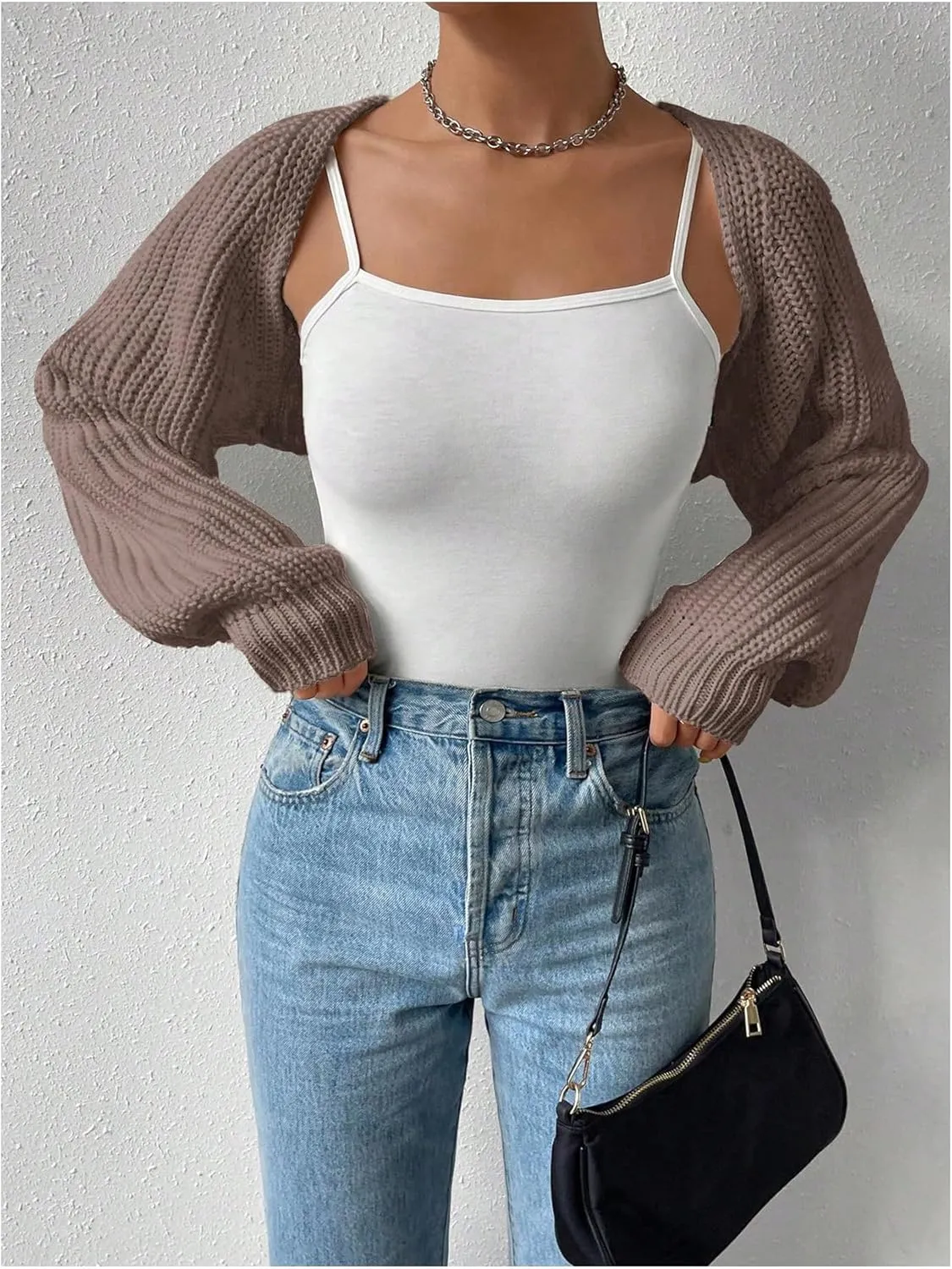 SOLY HUX Cropped Cardigan Sweater for Women Open Front Bolero Shrugs for Dress Y2K Knit Tops Preppy Clothes