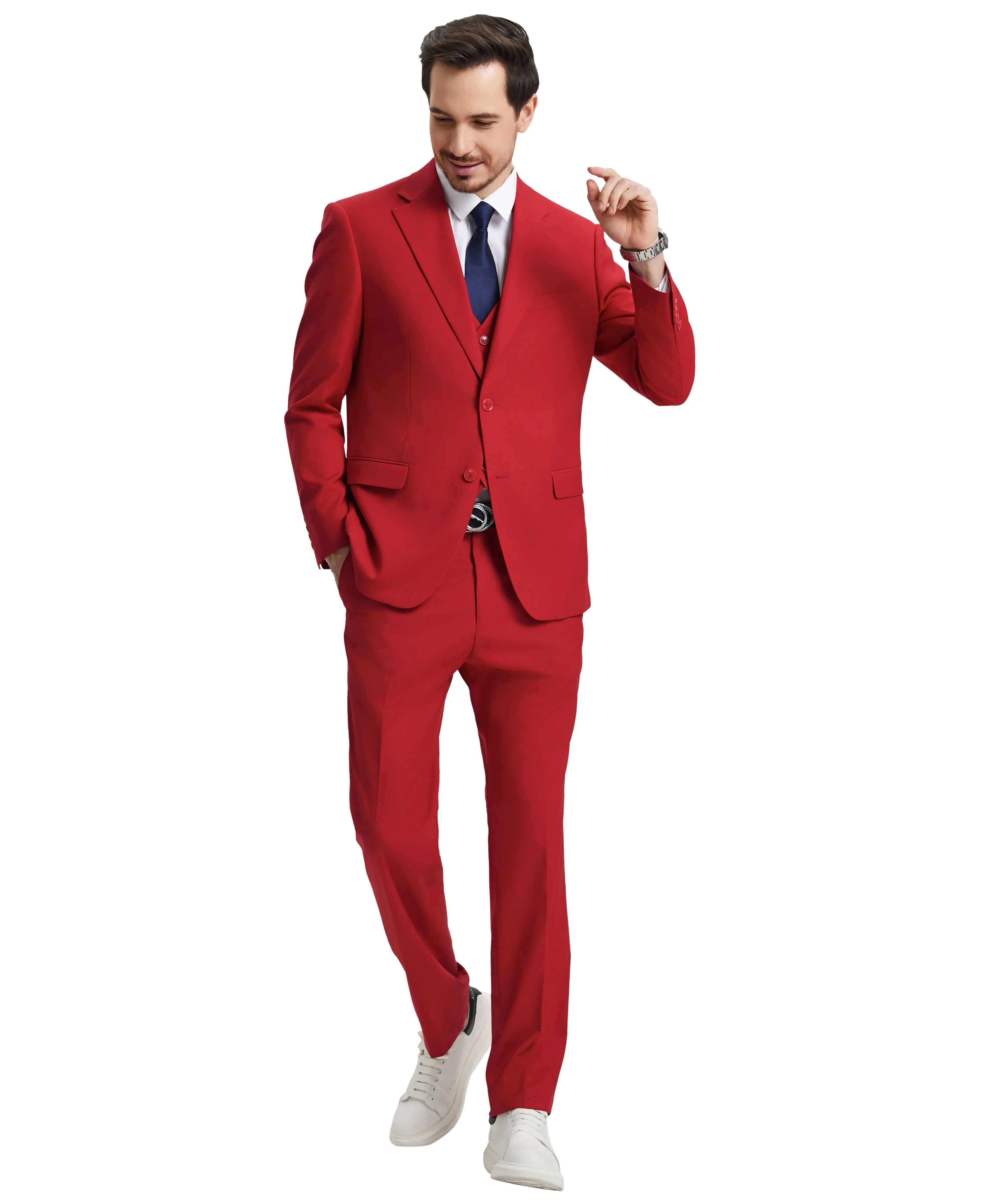 Stacy Adams Hybrid-Fit Vested Suit, Seductive Red