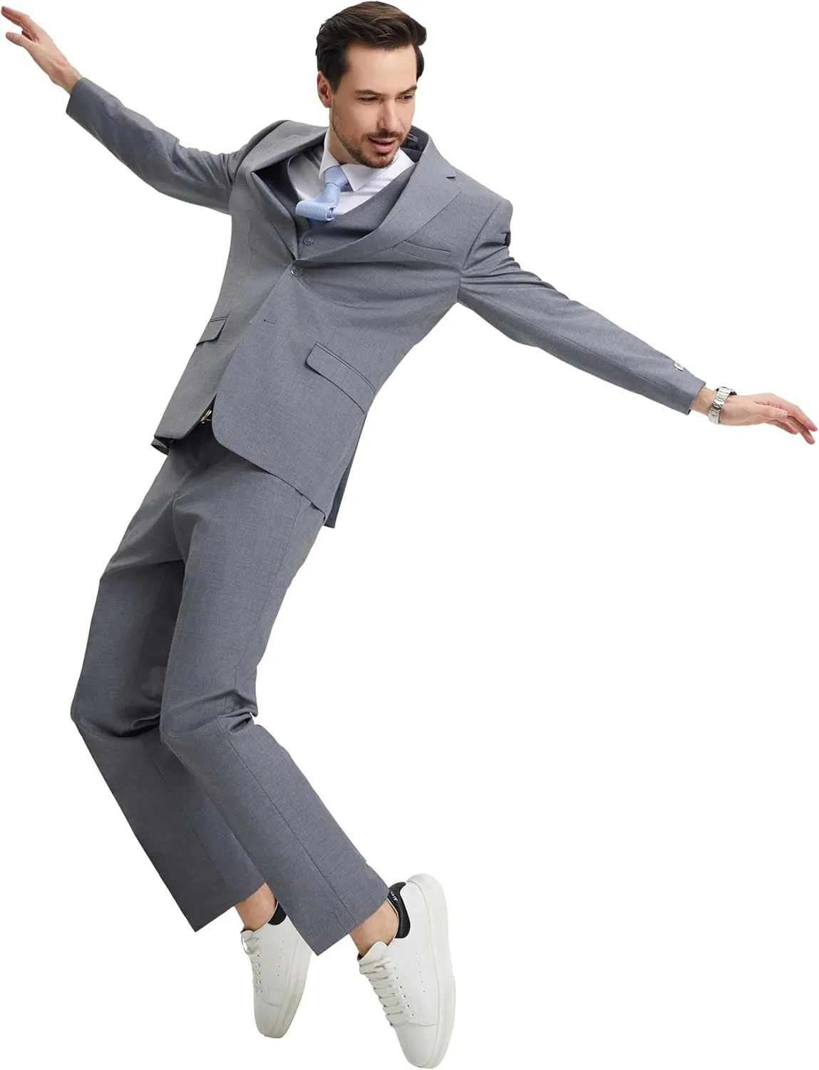STACY ADAMS Suits 3pc Suit Set, Jacket Vest and Dress Pants,Hybrid-Fit Suits