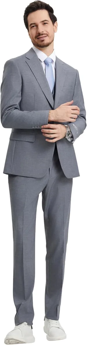 STACY ADAMS Suits 3pc Suit Set, Jacket Vest and Dress Pants,Hybrid-Fit Suits