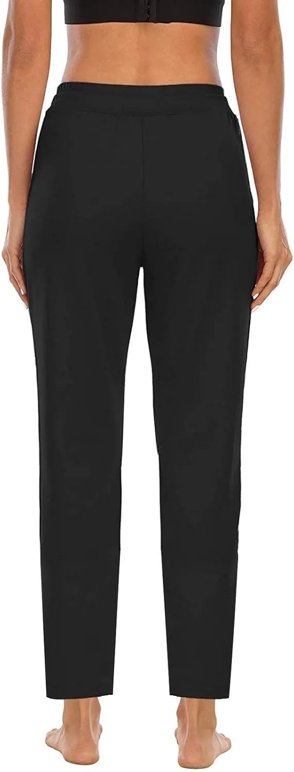 Straight Leg Pants for Women Casual Elastic Waist Drawstring Yoga Pants with Pockets Workout Running Sweatpants