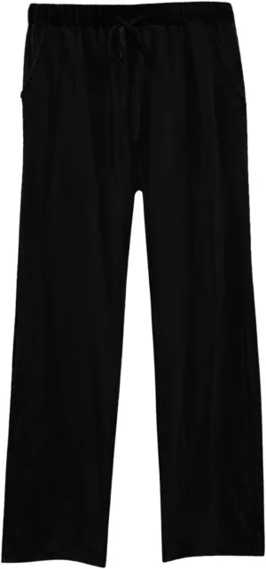 Summer Casual Trousers Pants for Women Flowy Straight Leg Cotton Linen Pants with Pockets Loose Fit Fashion Outfits