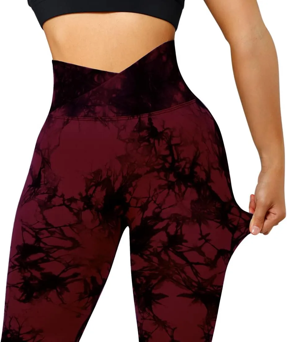 SUUKSESS Women Crossover Seamless Leggings Butt Lifting High Waisted Workout Yoga Pants