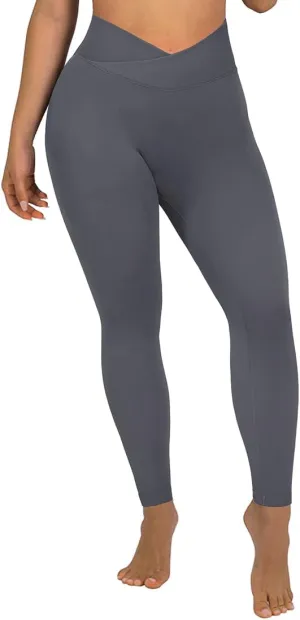 SUUKSESS Women Crossover Seamless Leggings Butt Lifting High Waisted Workout Yoga Pants