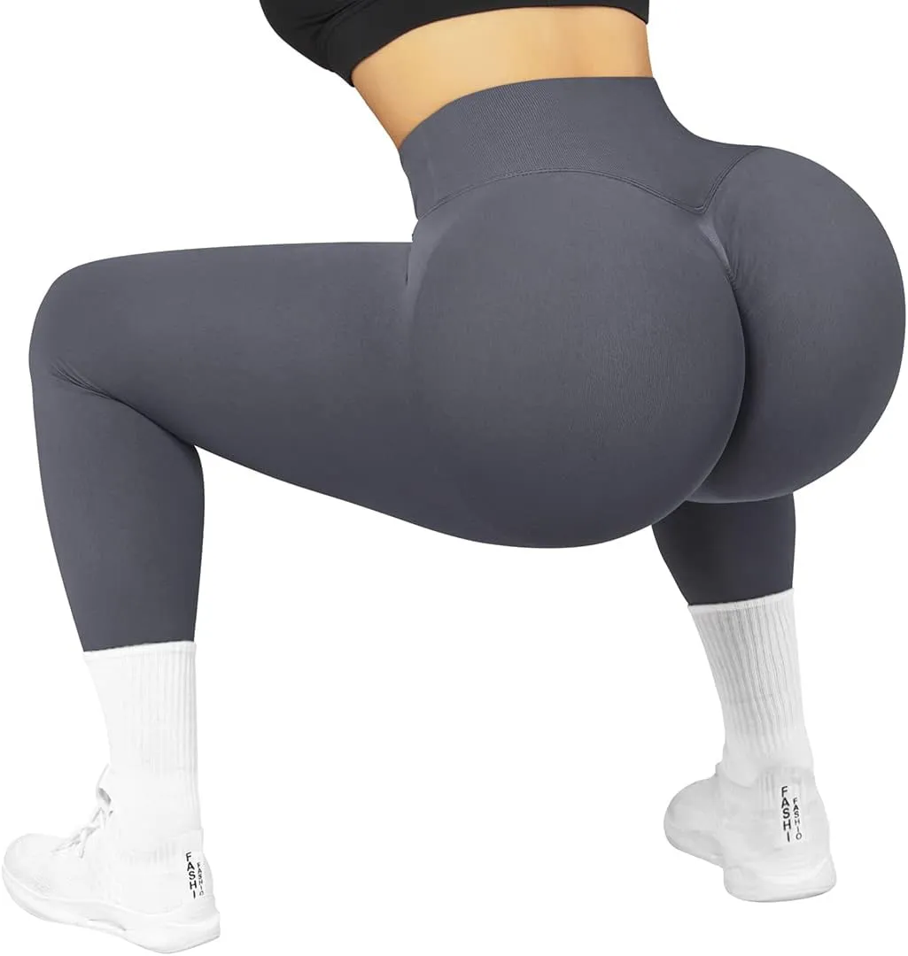 SUUKSESS Women Crossover Seamless Leggings Butt Lifting High Waisted Workout Yoga Pants
