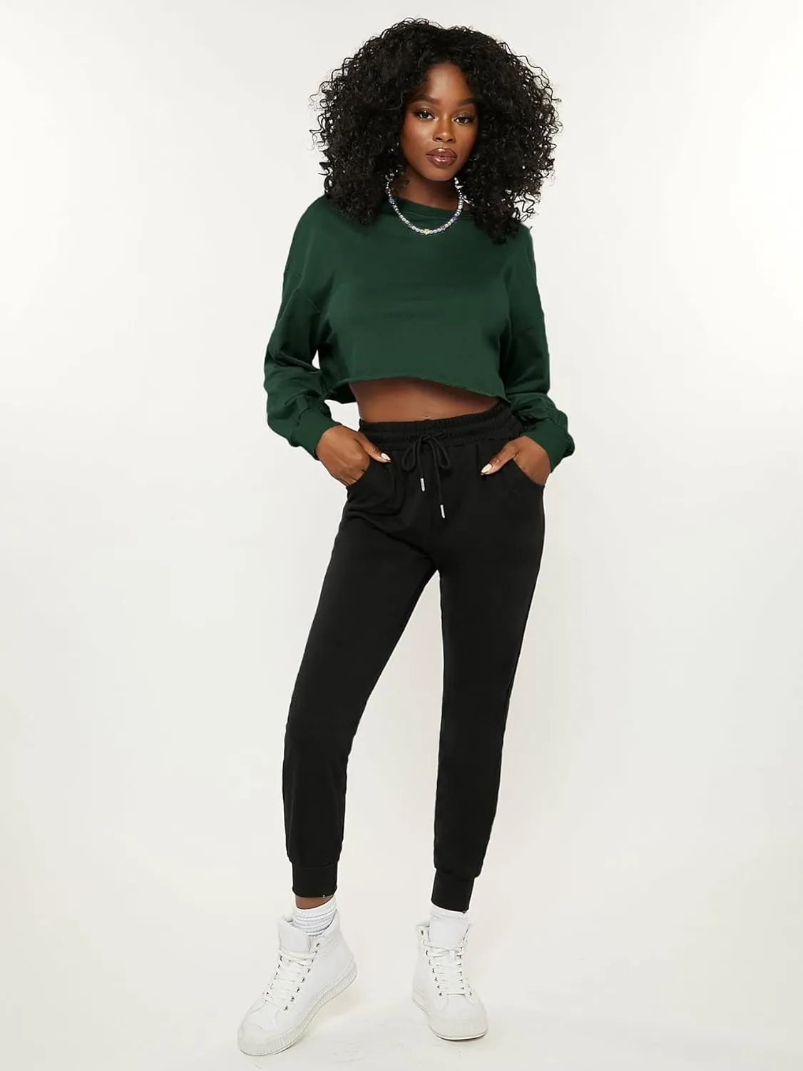 SweatyRocks Women's Casual Long Sleeve Raw Hem Pullover Crop Tops Sweatshirts