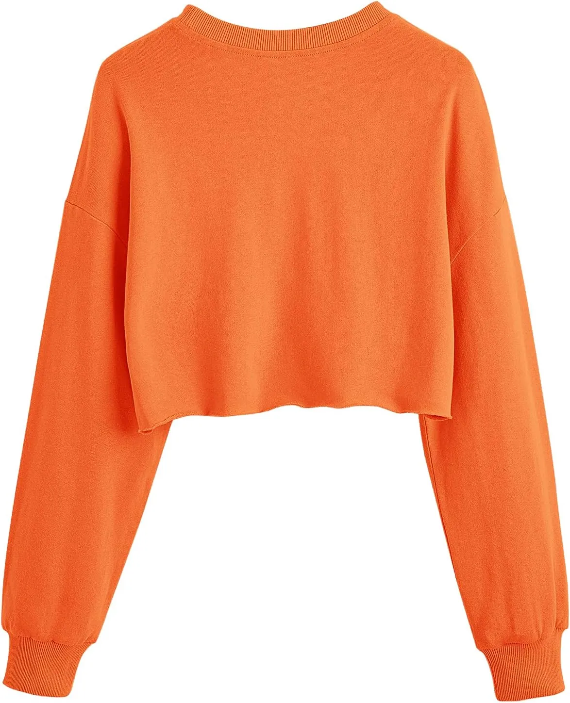 SweatyRocks Women's Casual Long Sleeve Raw Hem Pullover Crop Tops Sweatshirts