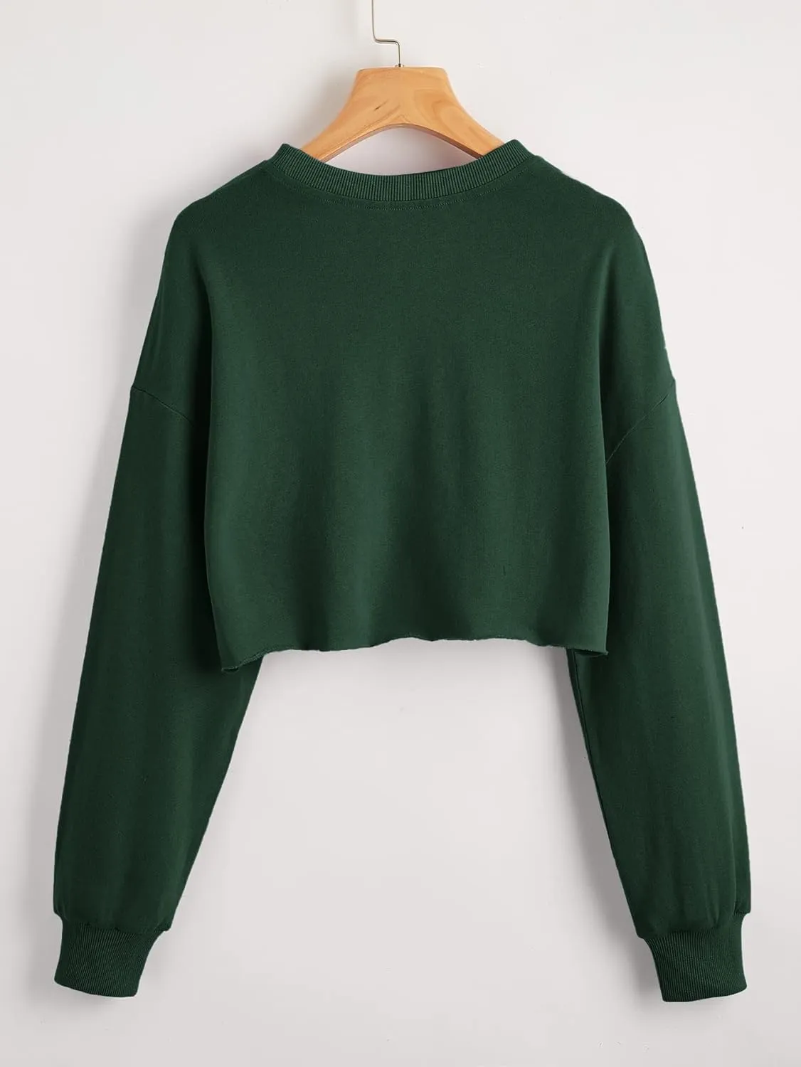 SweatyRocks Women's Casual Long Sleeve Raw Hem Pullover Crop Tops Sweatshirts