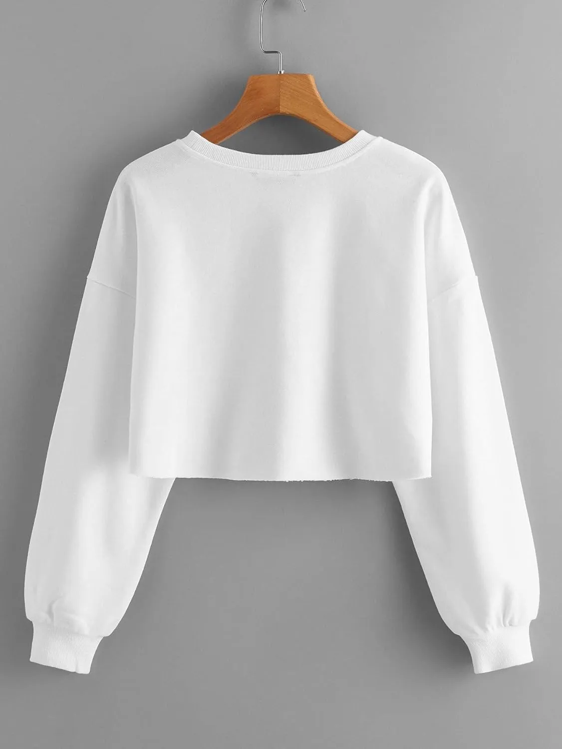 SweatyRocks Women's Casual Long Sleeve Raw Hem Pullover Crop Tops Sweatshirts
