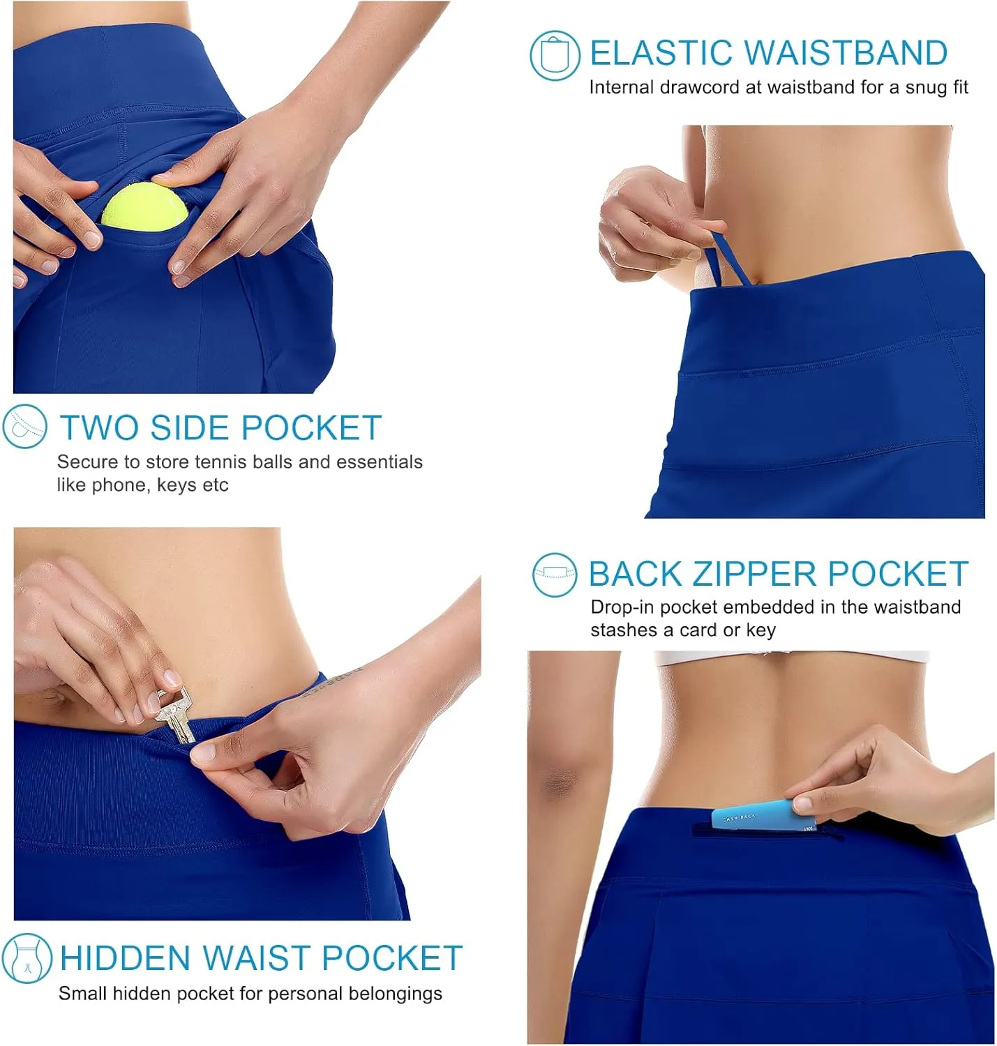 Tennis Skirt for Women with 4 Pockets Athletic Golf Skorts Skirts with Shorts Workout Running Sports