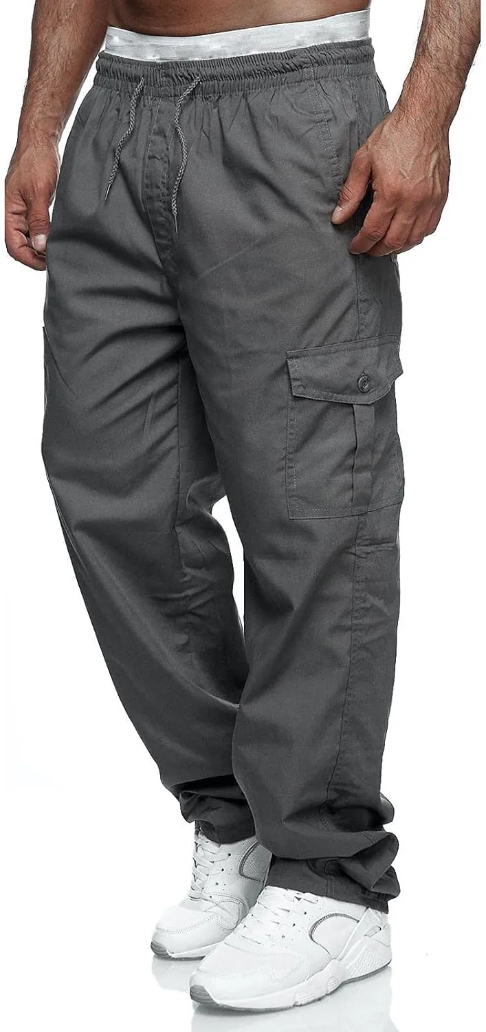 Thatrich Mens Straight Leg Sweatpants Workout Cargo Pants Stretch Trousers Slim Fit Wide Leg Pants Athletic Joggers Fall Pant