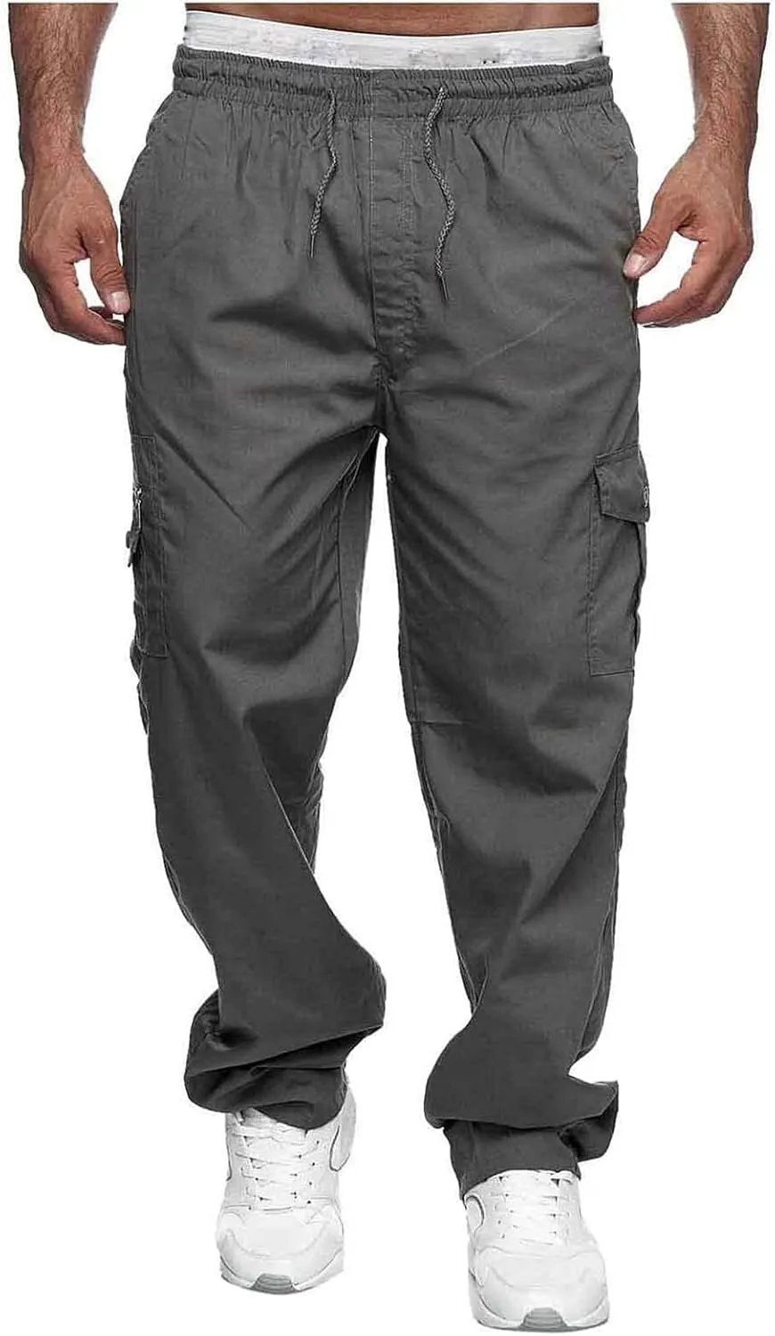 Thatrich Mens Straight Leg Sweatpants Workout Cargo Pants Stretch Trousers Slim Fit Wide Leg Pants Athletic Joggers Fall Pant