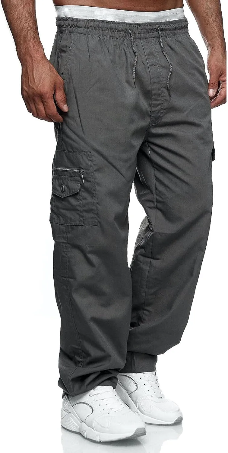 Thatrich Mens Straight Leg Sweatpants Workout Cargo Pants Stretch Trousers Slim Fit Wide Leg Pants Athletic Joggers Fall Pant