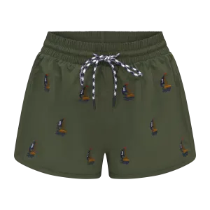 THE WOMEN'S CLASSIC SWIM SHORTS-ARMY