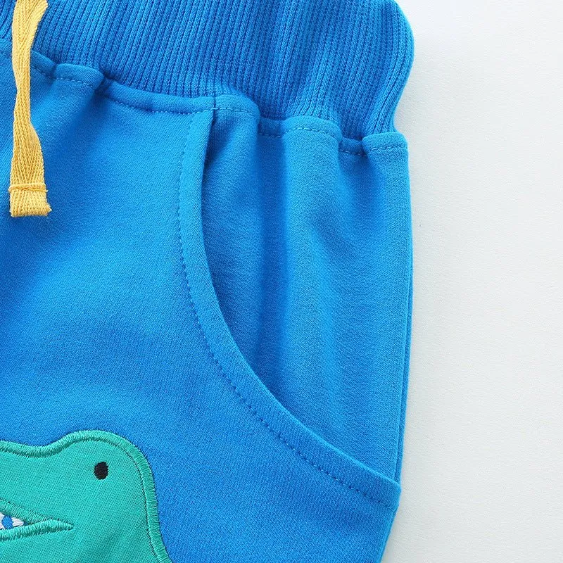 Toddler/Kid Boy's Dino Design Cotton Blue Shorts