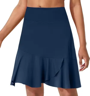 Turnhier Womens 19" Knee Length Skorts Skirts High Waisted Tennis Skirts Athletic Golf Skorts with Shorts Pockets