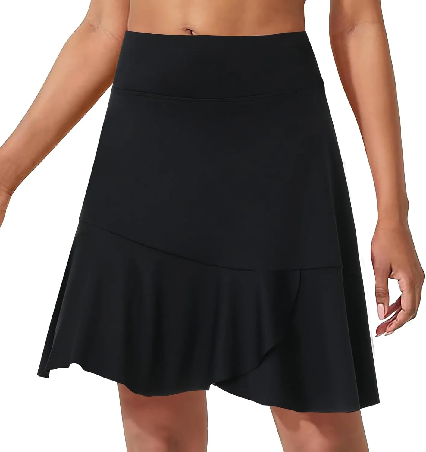 Turnhier Womens 19" Knee Length Skorts Skirts High Waisted Tennis Skirts Athletic Golf Skorts with Shorts Pockets