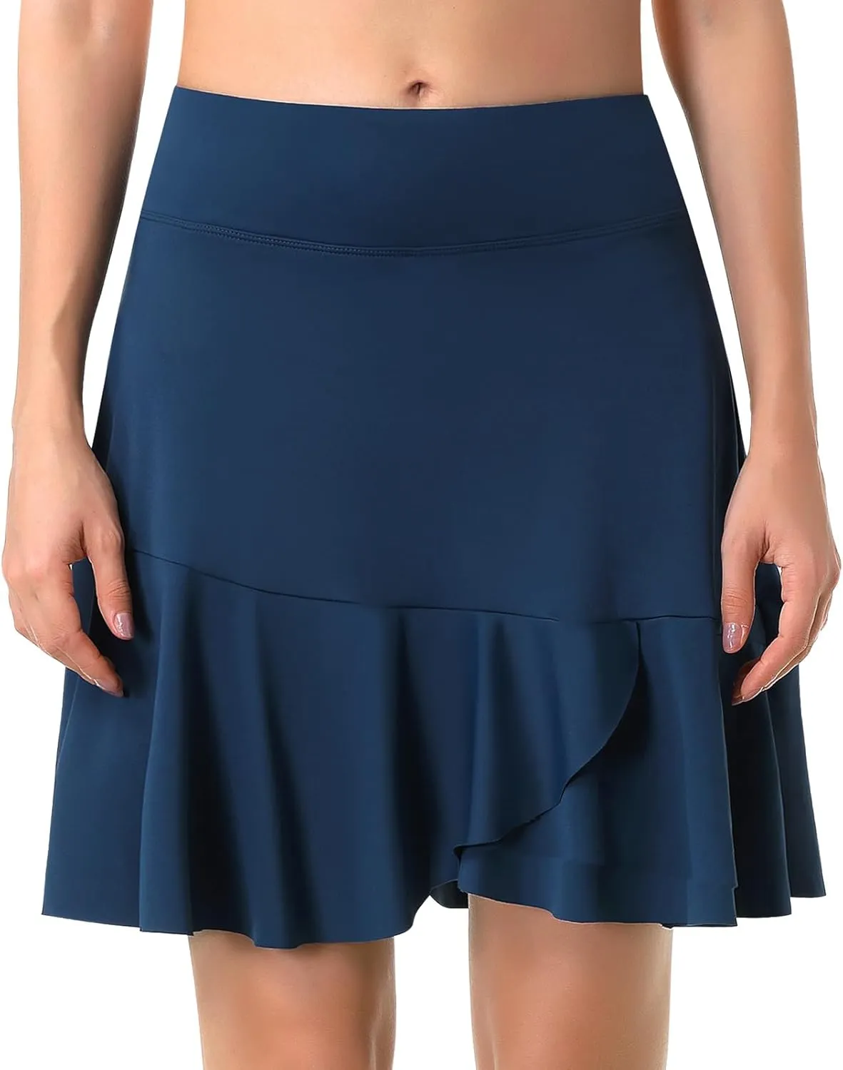 Turnhier Womens 19" Knee Length Skorts Skirts High Waisted Tennis Skirts Athletic Golf Skorts with Shorts Pockets
