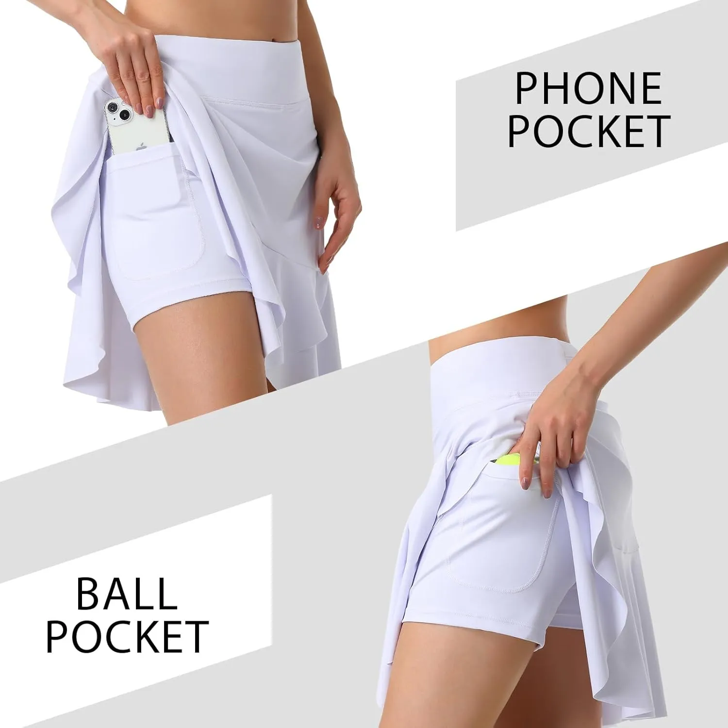 Turnhier Womens 19" Knee Length Skorts Skirts High Waisted Tennis Skirts Athletic Golf Skorts with Shorts Pockets
