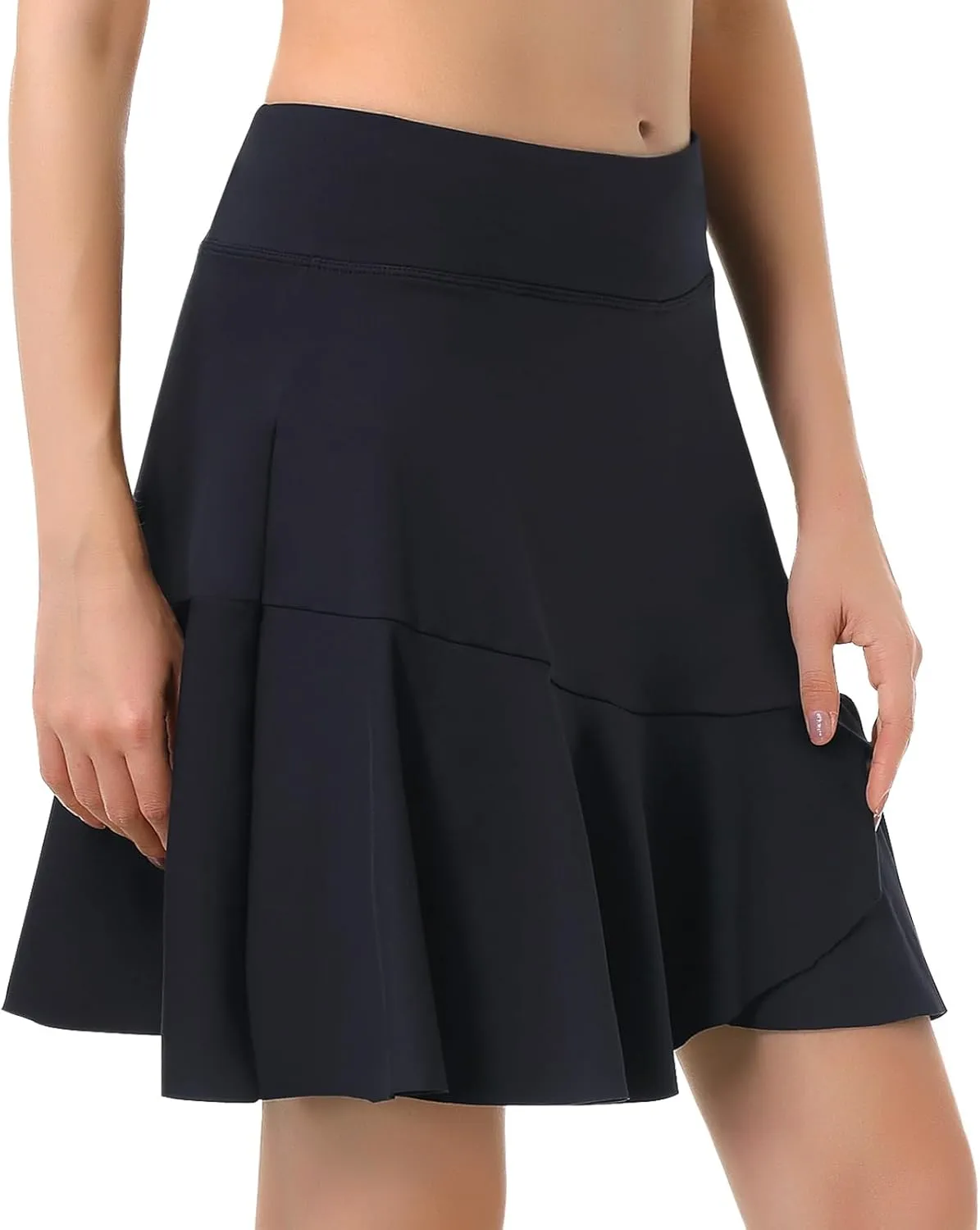 Turnhier Womens 19" Knee Length Skorts Skirts High Waisted Tennis Skirts Athletic Golf Skorts with Shorts Pockets