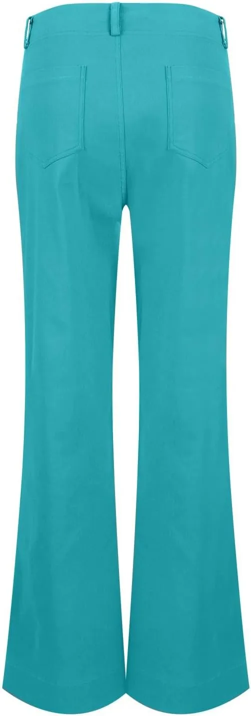 Twill Palazzo Pants for Women Casual Y2K Stretch High Waisted Chino Pants Slim Fit Wide Leg Dress Pants with Pockets