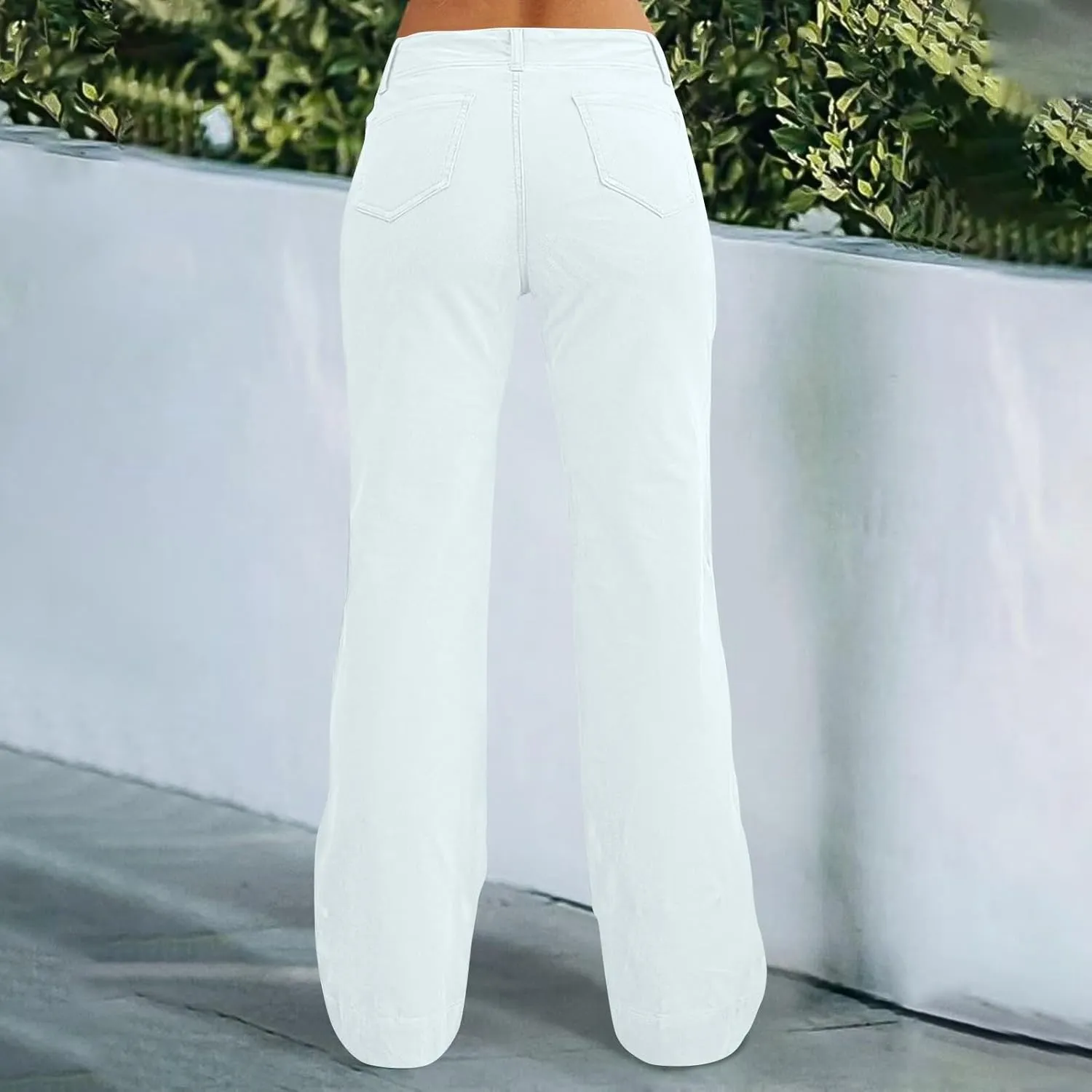 Twill Palazzo Pants for Women Casual Y2K Stretch High Waisted Chino Pants Slim Fit Wide Leg Dress Pants with Pockets