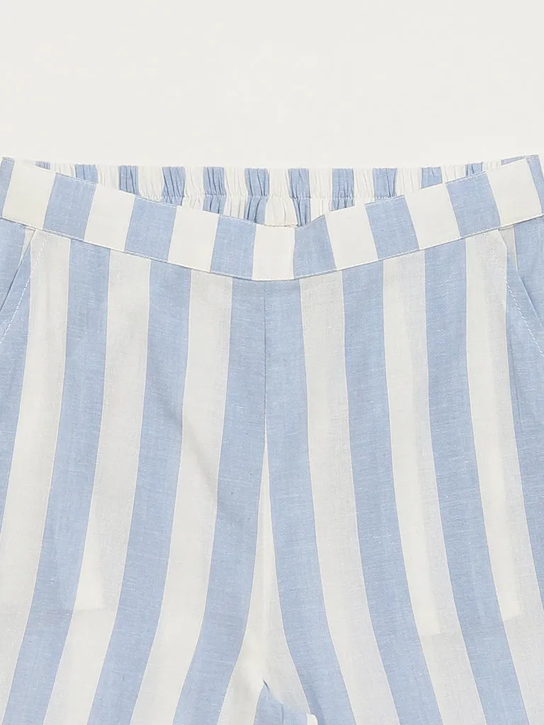 Utsa Kids Blue Striped Palazzos - (8 -14yrs)
