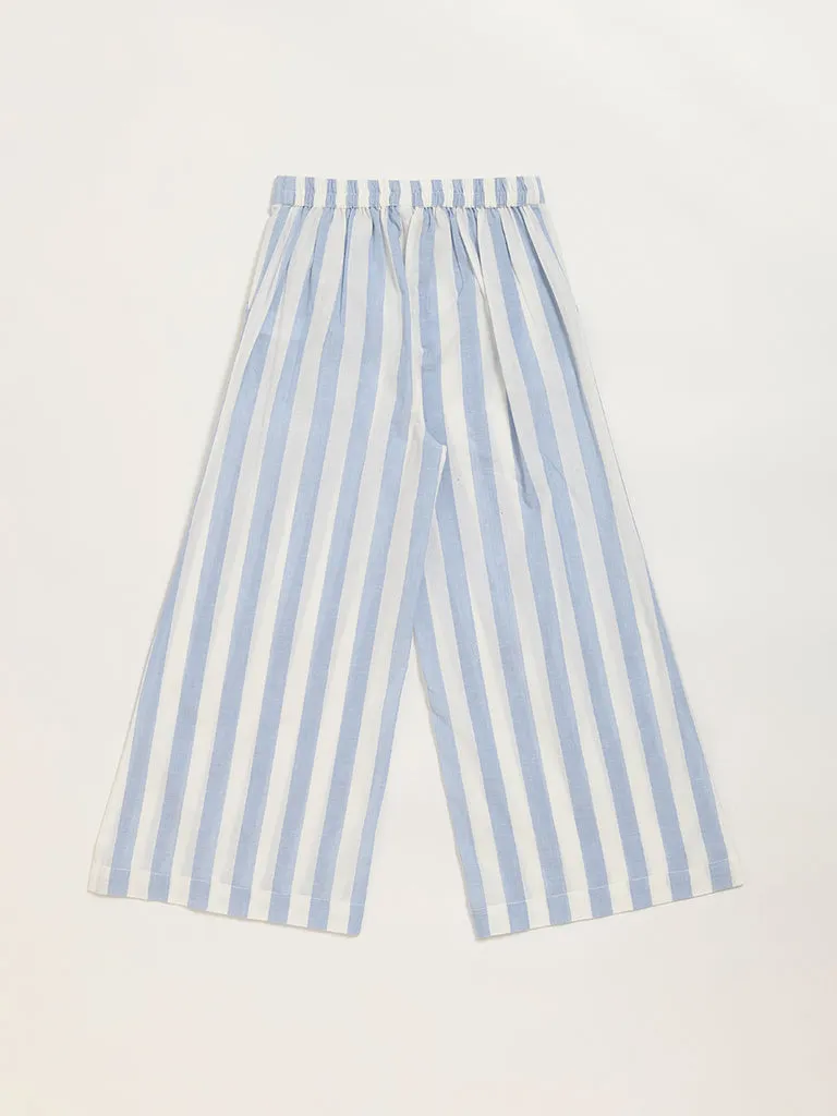 Utsa Kids Blue Striped Palazzos - (8 -14yrs)