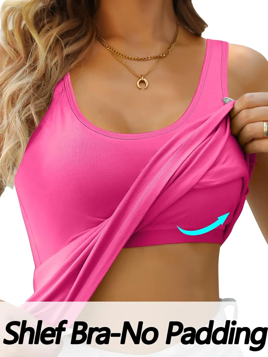 V FOR CITY Racerback Tank Tops for Women with Shelf Bra Cotton Wide Strap Camisole Yoga Cami Shirts 3 Pack