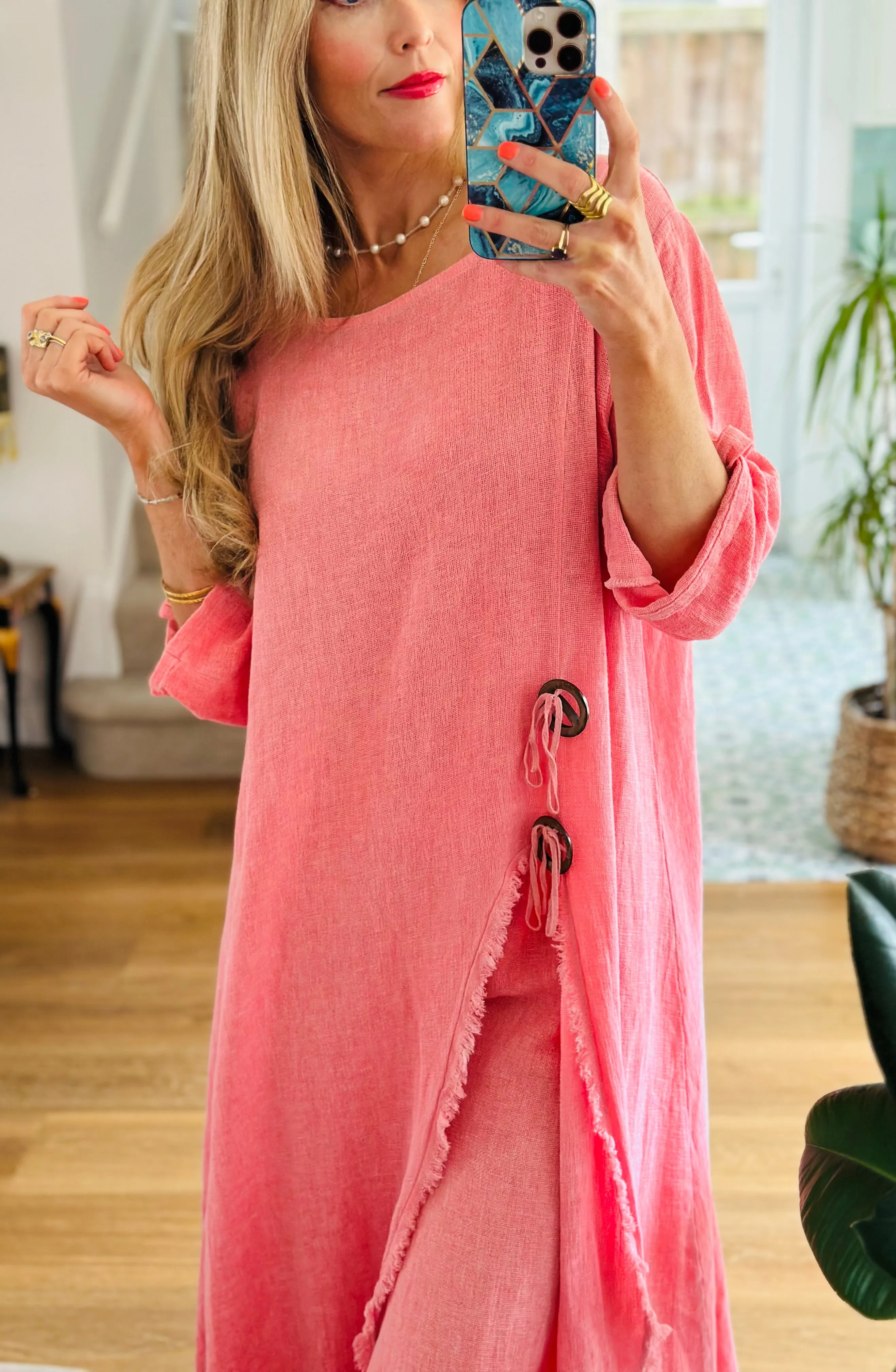 Washed Linen Fringed Dress