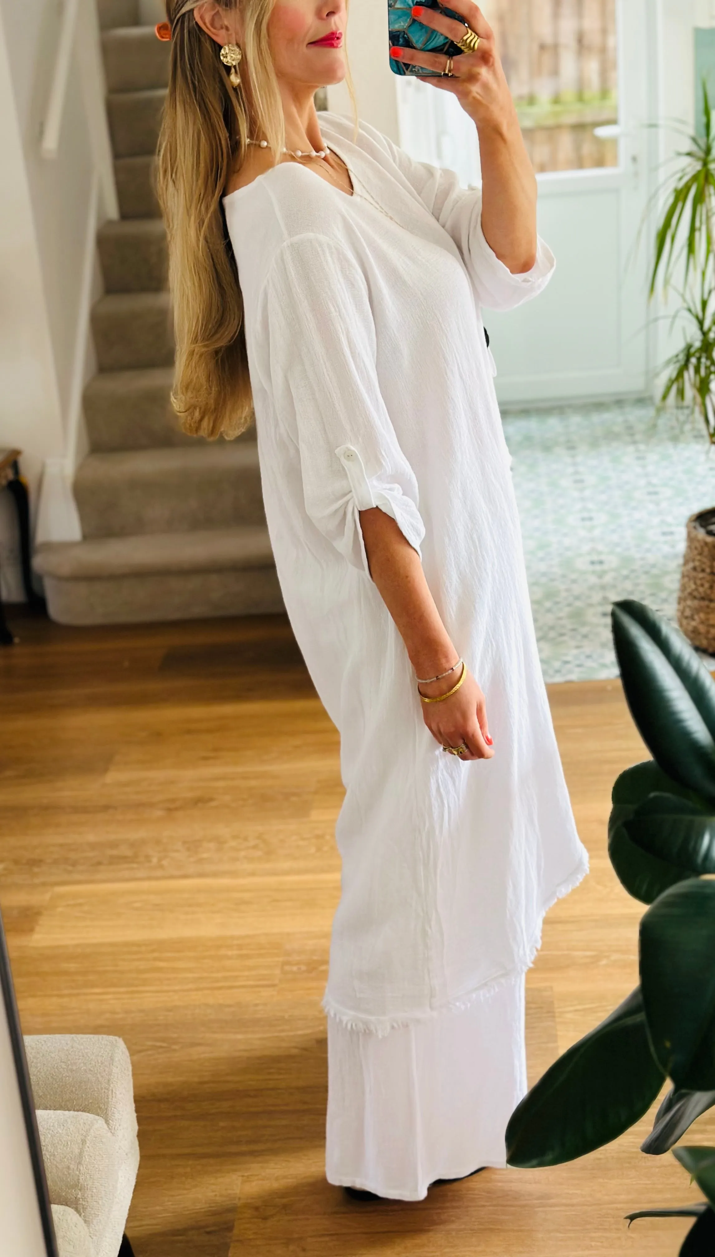Washed Linen Fringed Dress