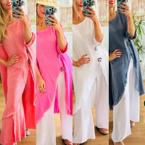 Washed Linen Fringed Dress