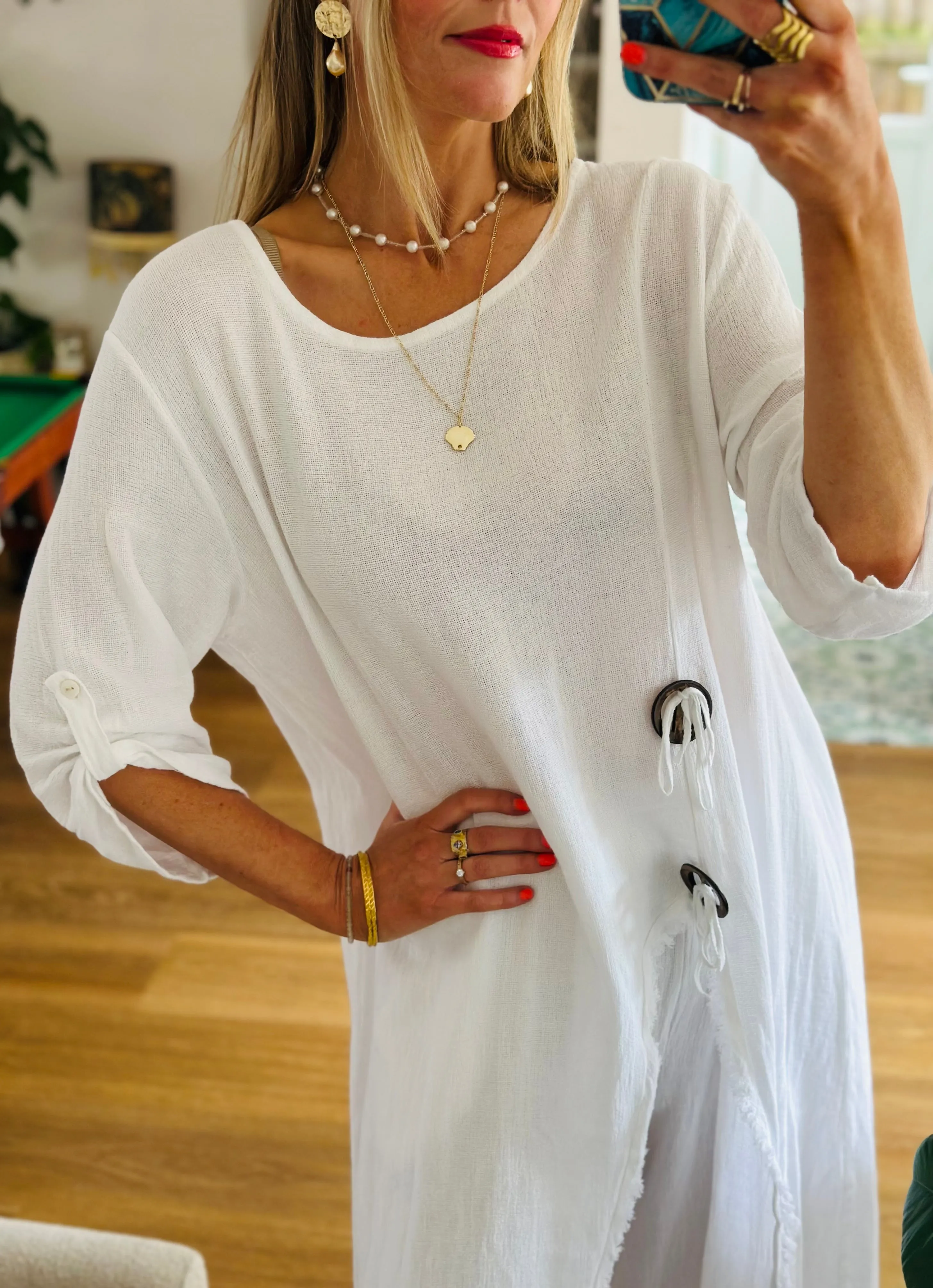Washed Linen Fringed Dress