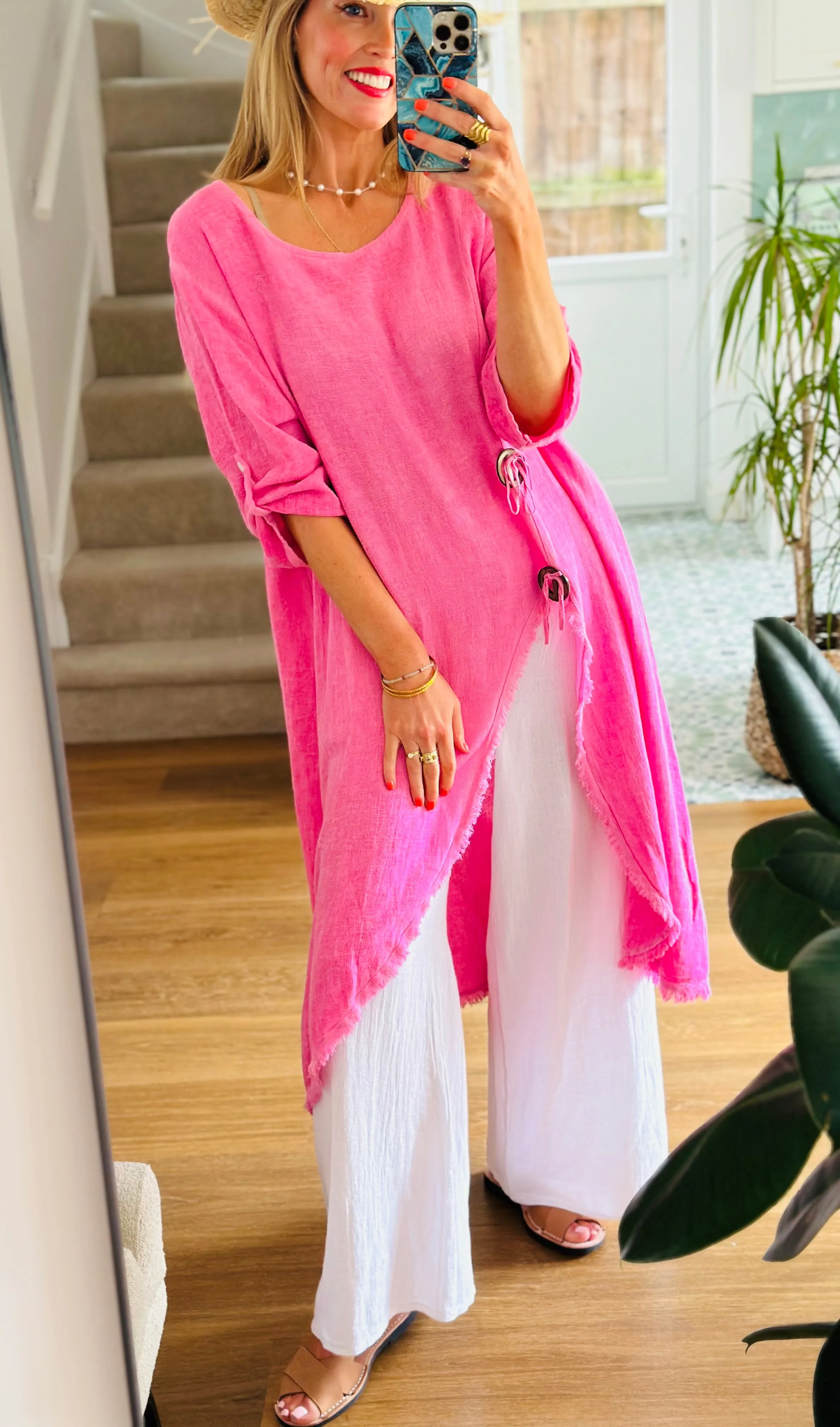 Washed Linen Fringed Dress