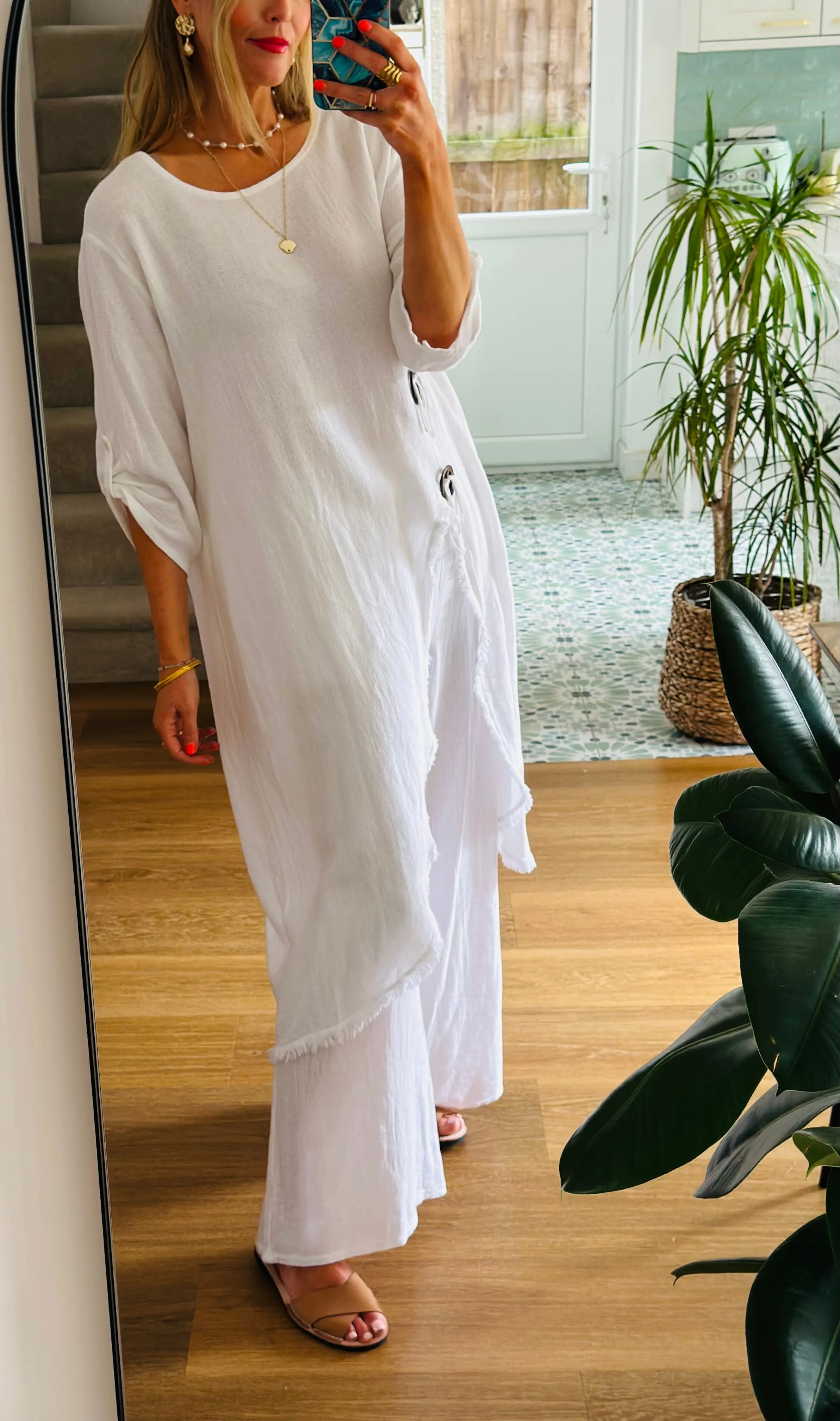 Washed Linen Fringed Dress