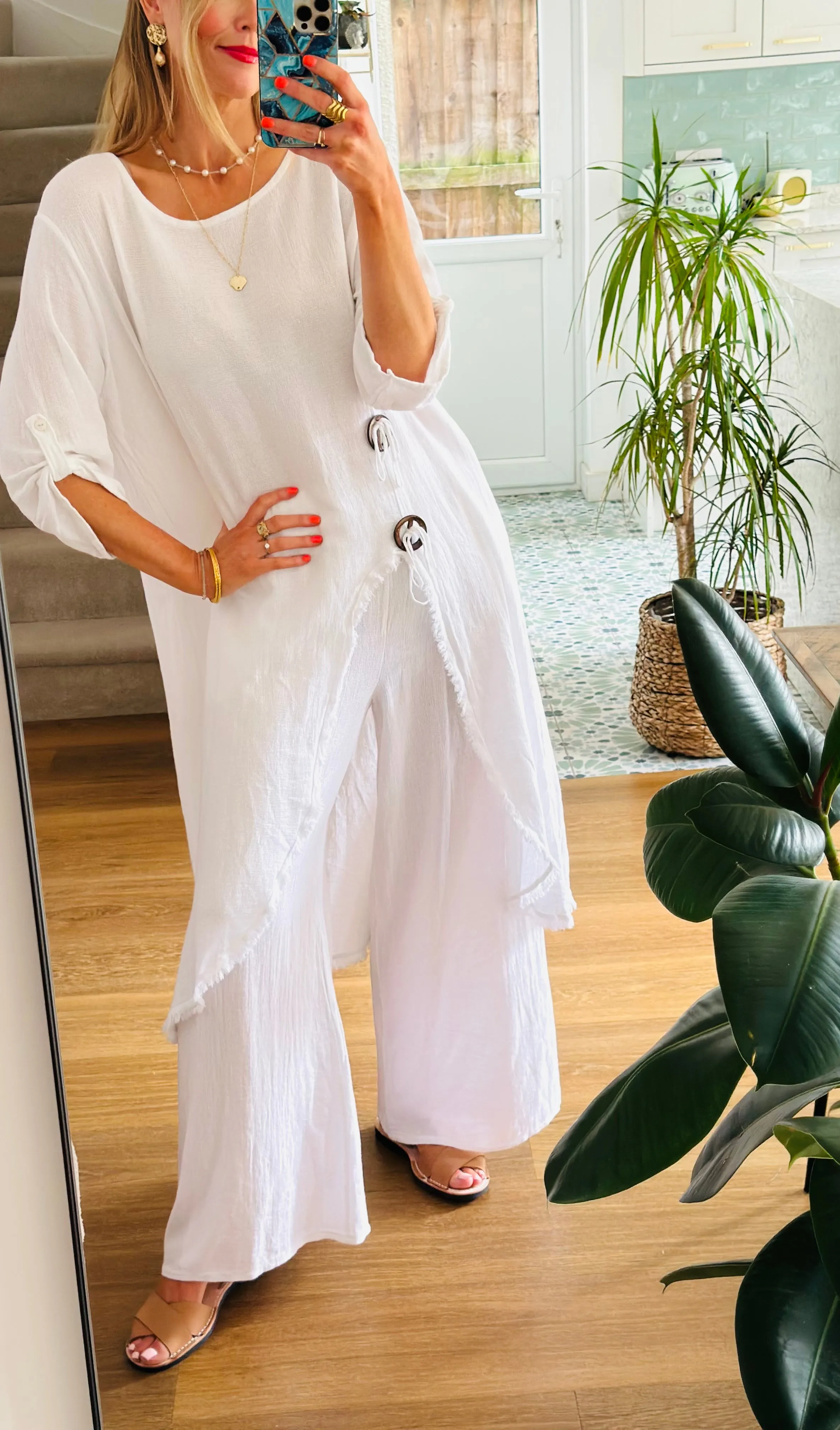 Washed Linen Fringed Dress