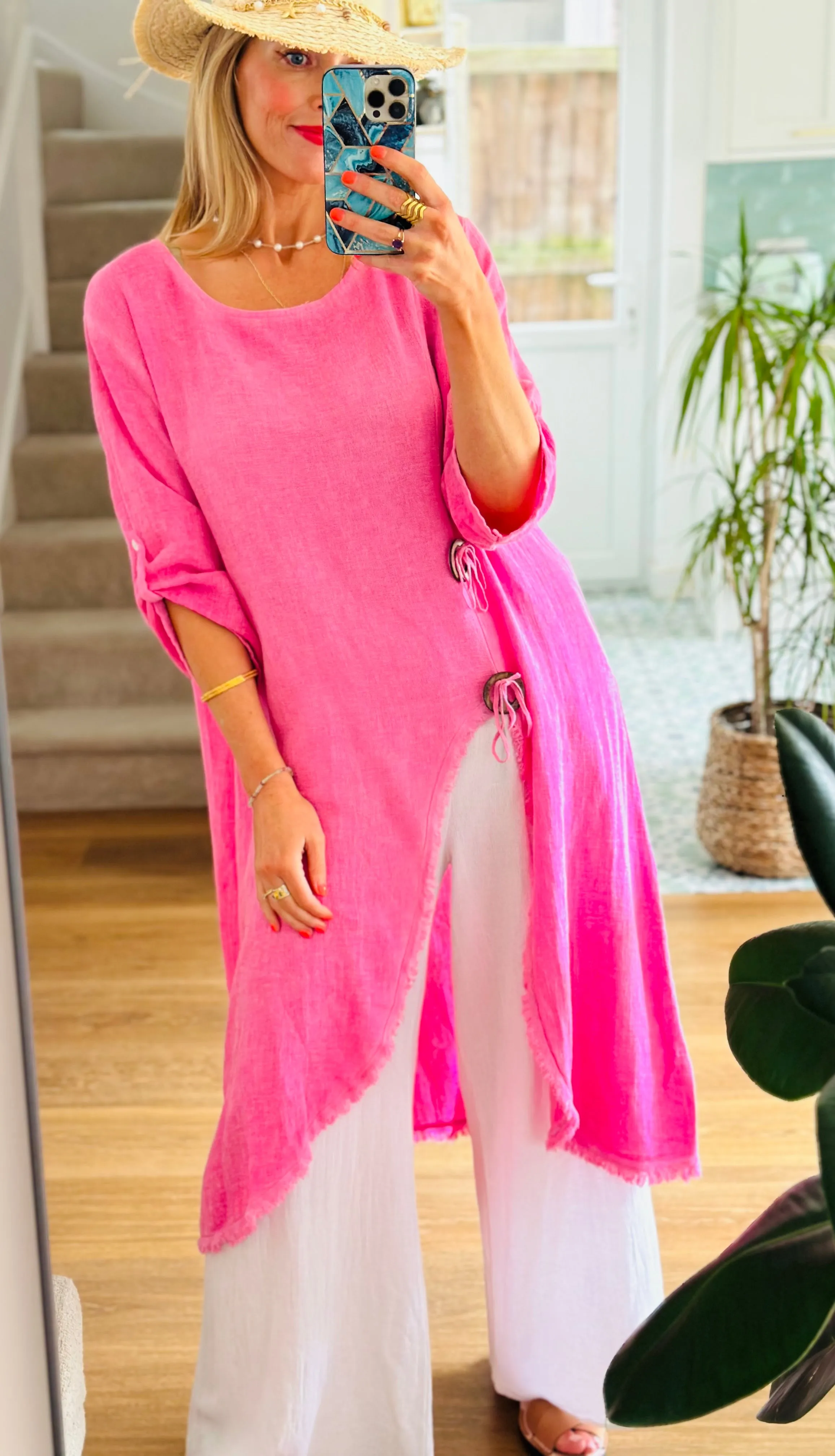 Washed Linen Fringed Dress