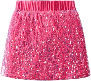 WELAKEN Sparkly Sequin Skirt for Girls Toddler & Kids Elastic Waistband Skirts with Lining