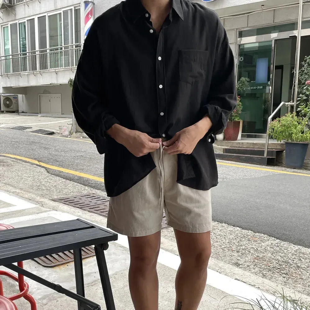 Wiaofellas  -  Cotton Linen Fabric Men's Shirt Thin Coat, Summer New Korean Style Breathable Shirt, Casual Loose