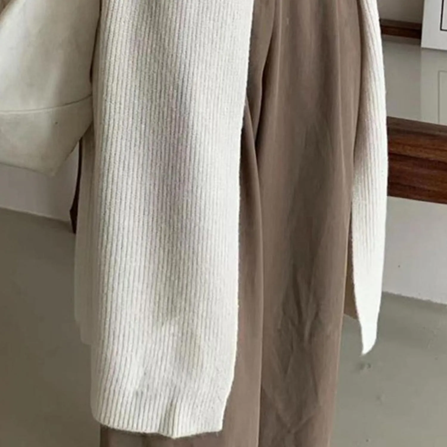 Women Double Breasted Coats Jacket Winter Trendy Solid Color Knit Overcoat Long Sleeve Maxi Long Trench Coat
