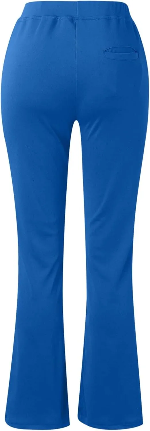 Women High Waist Yoga Pants Tummy Control Stretchy Straight Pant Comfy Business Trouser Workout Gym Legging Pockets