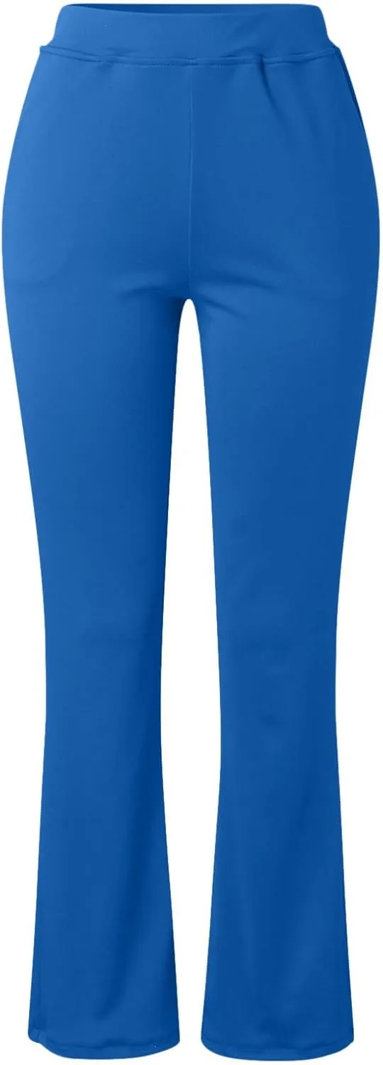 Women High Waist Yoga Pants Tummy Control Stretchy Straight Pant Comfy Business Trouser Workout Gym Legging Pockets