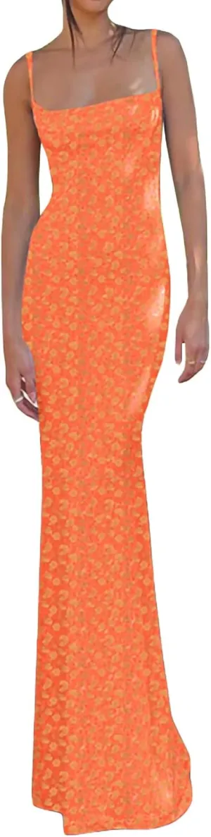 Women Sexy Sleeveless Spaghetti Strap Split Satin Dress Tie Dye Backless Midi Dresses Y2K Bodycon Club Party Sundress