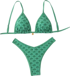 Women's 2 Piece Bikini Set Y2k Floral Triangle Tie Back Swimsuits Bathing Suit