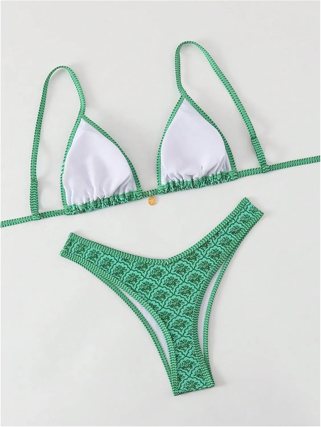 Women's 2 Piece Bikini Set Y2k Floral Triangle Tie Back Swimsuits Bathing Suit