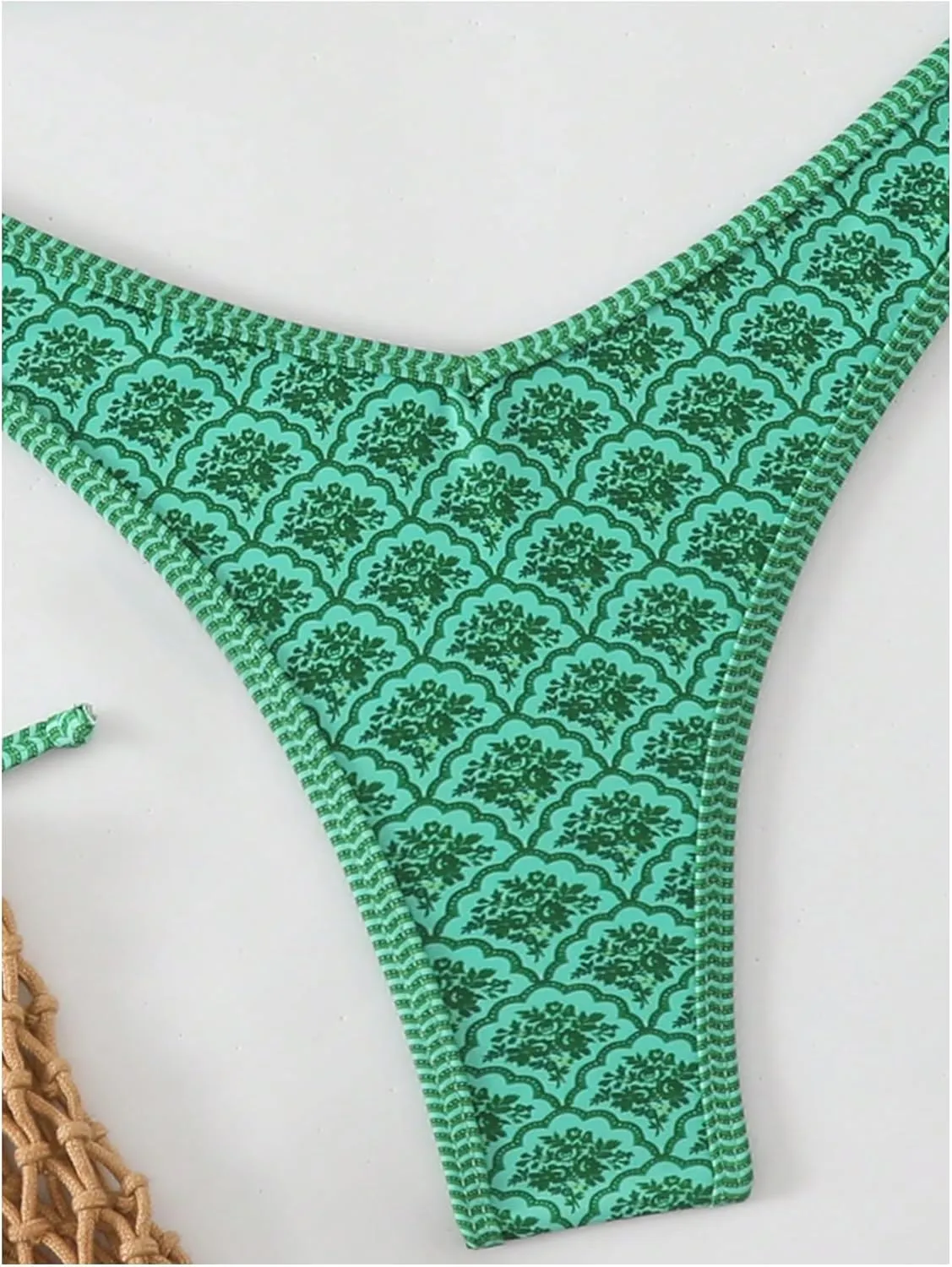 Women's 2 Piece Bikini Set Y2k Floral Triangle Tie Back Swimsuits Bathing Suit