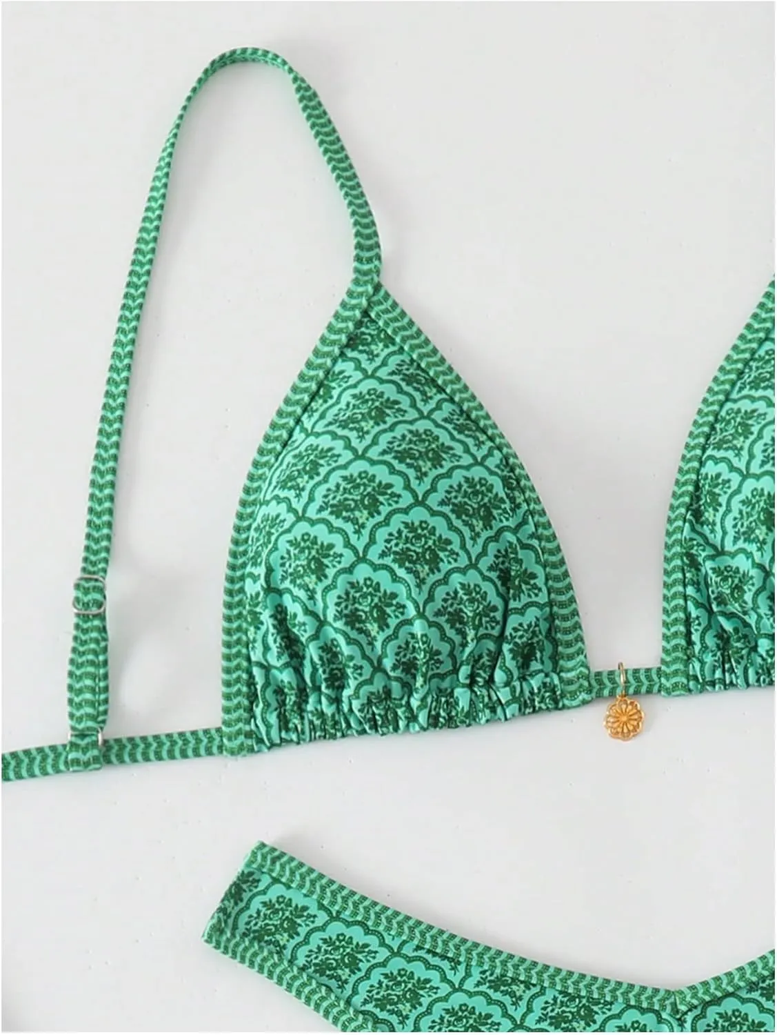 Women's 2 Piece Bikini Set Y2k Floral Triangle Tie Back Swimsuits Bathing Suit