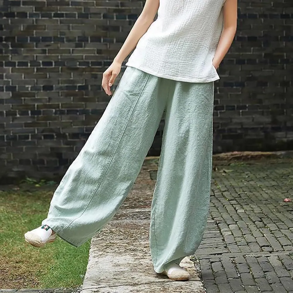 Womens Baggy Casual Cotton Linen Pants Loose Fit High Waist Solid Color Wide Leg Pants Summer Pants for Women 2024
