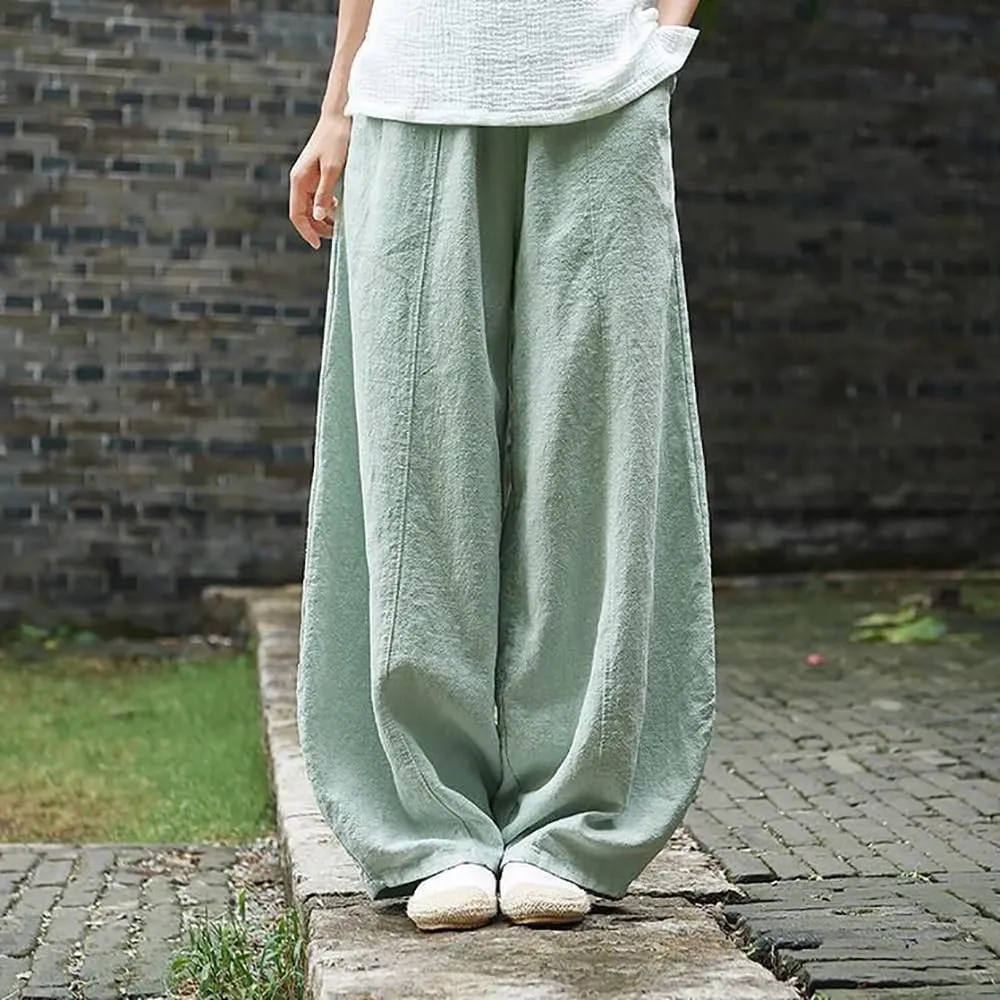 Womens Baggy Casual Cotton Linen Pants Loose Fit High Waist Solid Color Wide Leg Pants Summer Pants for Women 2024